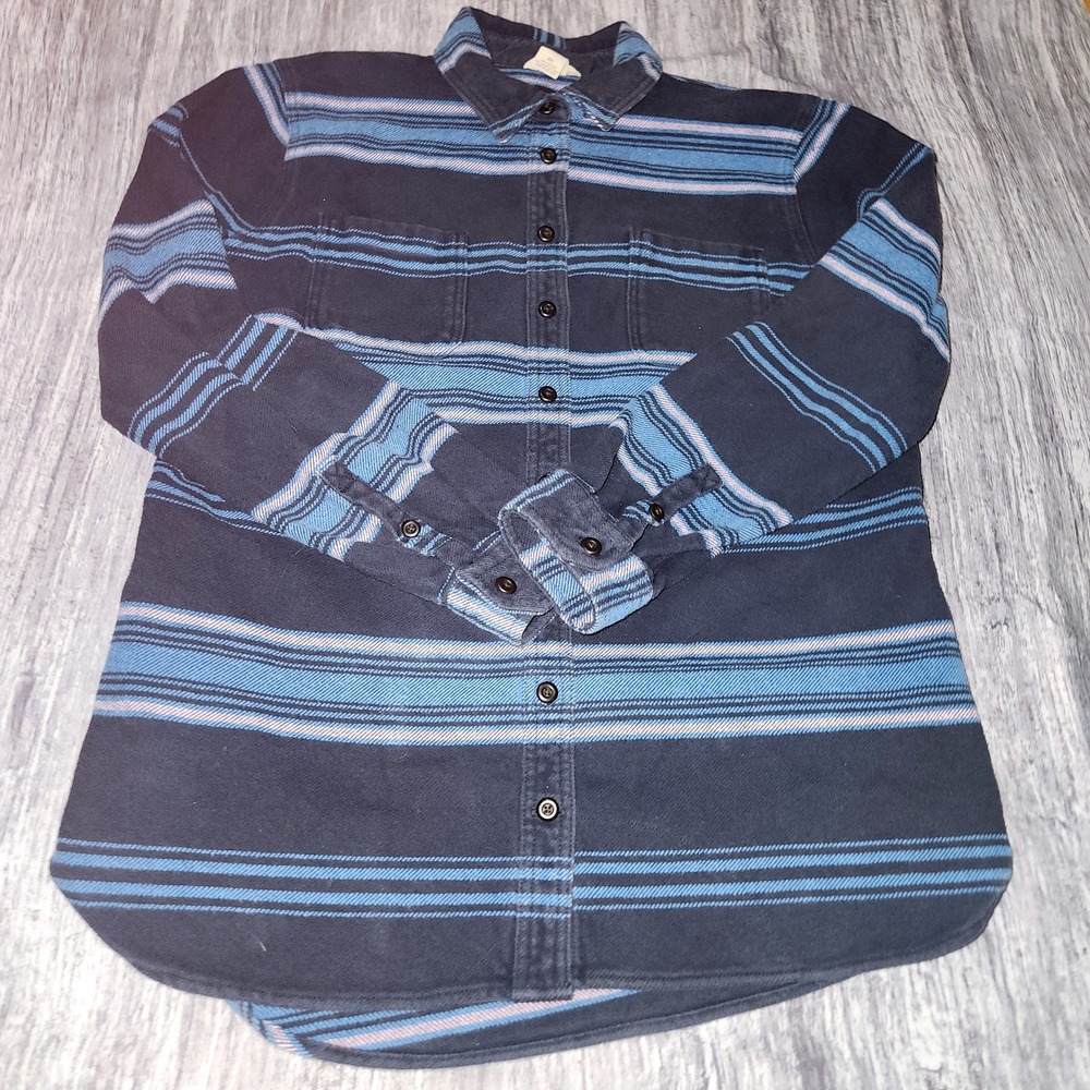 Duluth Trading Co. Heritage Striped Flannel Shirt‎ Button XL Heavy Shacket Women